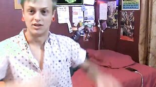 Young gay man Jason tugging his pecker and squirting spunk