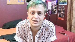 Young gay man Jason tugging his pecker and squirting spunk