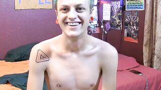 Young gay man Jason tugging his pecker and squirting spunk