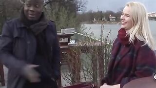 sexy Blonde Sucks a Long African Cock and Getting Banged! by a Hung Black Stud with Her Husband's Help