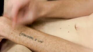 Cute party twink Dennise Pierce stroking his hard cock