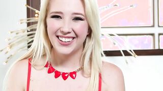 Wild blonde gets spit all over her face and throat fucked