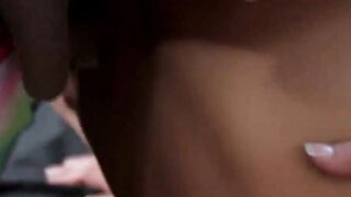 Ebony haired sporty teenie with tiny melons seduced