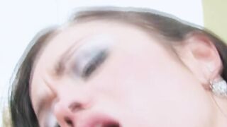 Ebony haired sporty teenie with tiny melons seduced