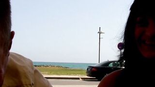 Ebony haired french women fucks outside