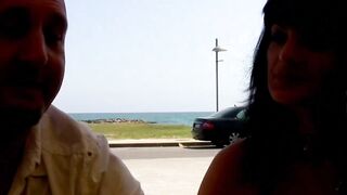 Ebony haired french women fucks outside