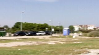 Ebony haired french women fucks outside