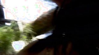 Ebony haired french women fucks outside