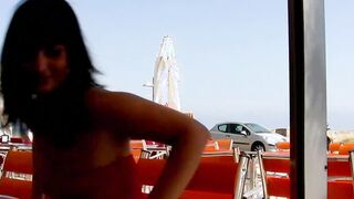 Ebony haired french women fucks outside