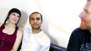 Ebony haired skank with tiny melons at amateur casting