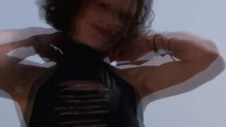 Amateur outside sex at the Beach with a slender tiny jugs Old
