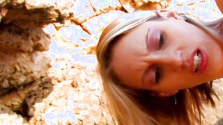 Outside anal sex at the beach with a big tit french Milf