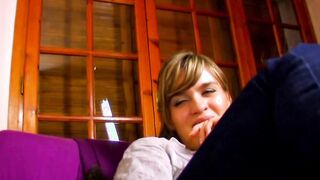 Chubby short haired Old Maid into african tights seduced