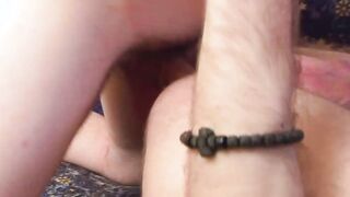Leather fetishists having homosexual anal sex without a condom