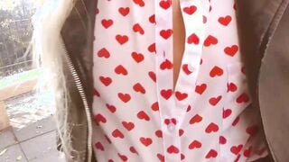 beauty petite German Mom with blonde Hair seduced outside for an amateur pounded date