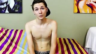 New cute and horny twink Trey Bentley interview and jack off