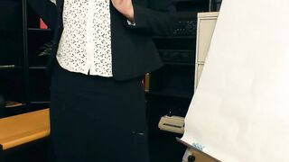 Older German skank fucking inside her Nylon underwear during the roleplay into hr Office