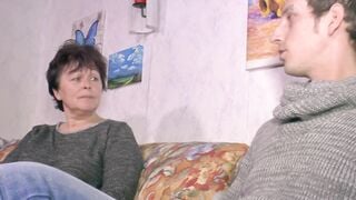 Older chubby housewife seduces young man for sex into the German role play