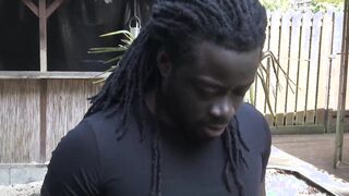 Blonde Cougar offer the ebony Gardener an public Fellatio