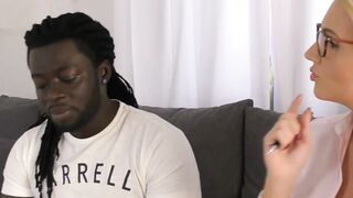 Blonde Professor into african tights enjoy the big black dick during the roleplay