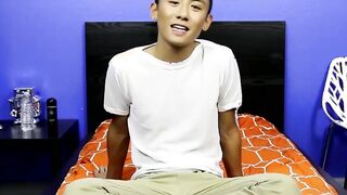 Cute asian twink Ty Neiman splashing hot cum on himself