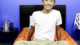 Cute asian twink Ty Neiman splashing hot cum on himself