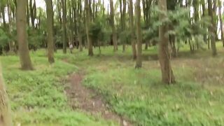 Slim Red haired teenage bimbos banged with an mature man into the Woods