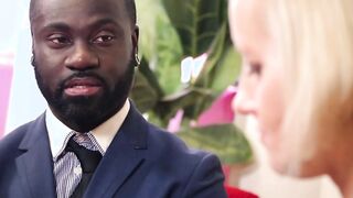 Big Titted blonde Cougar seduced from a big black cock
