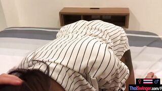 Amateur Thai 19 year old mistress point of view fellatio for her huge penis white BF