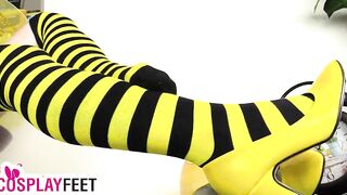 Cosplayer teases wearing striped tights as a Hot bee
