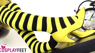 Cosplayer teases wearing striped tights as a Hot bee
