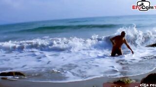 adorable spanish blonde teenagers boned at the beach outside
