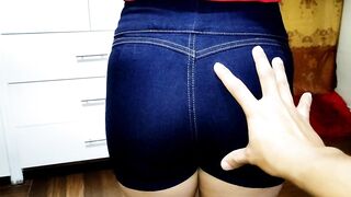 My Bae Sister shows me how her New Short Jean looks on her - And I take the opportunity to grab her Long Booty