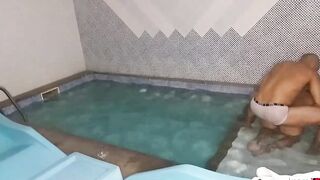 Mike Bae calls the beauty lady Bae from her mullher Danny Bae, to go to the Royal Suite, and they pounded everywhere inside the pool