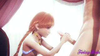 Frozen Anime - Anna hand job, head and banged with cumshot