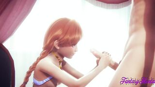 Frozen Anime - Anna hand job, head and banged with cumshot
