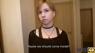 DEBT4k. sluts likes expensive gadgets that she works off by copulation
