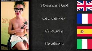 SCHOOLMISTRESS JOI learn foreign languages with XVIDEOS.  Lesson one: Boobies