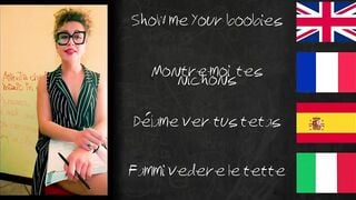 SCHOOLMISTRESS JOI learn foreign languages with XVIDEOS.  Lesson one: Boobies