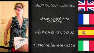 SCHOOLMISTRESS JOI learn foreign languages with XVIDEOS.  Lesson one: Boobies