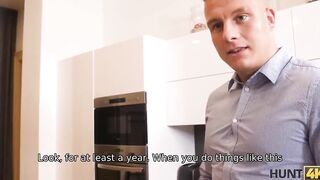 HUNT4K. babe screwed by rich client inside front of her angry BF