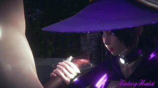 Genshin Impact Anime - Mona Rough Sex Under the rain