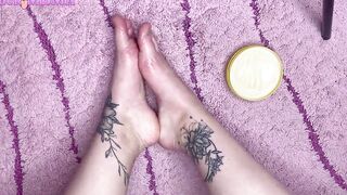Feet Rubs with Cream Closeup - Toes Bondage