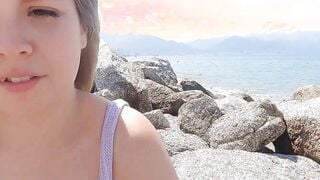 Public Sex Date at the Beach with a blonde Hispanic 19 Year Old Bimbo