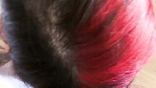 Red haired Hispanic Bombshell sucking off dick inside the point of view Date