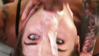 Tatted chick spits and deepthroats big dick crazy sloppy bj