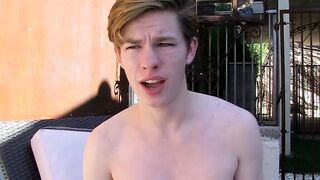 Handsome twink in solo homemade jack off session outdoors