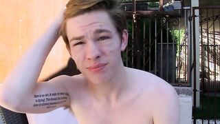 Handsome twink in solo homemade jack off session outdoors