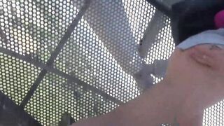 Red haired German Eighteen with tiny boobs pounded outside