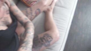 Thin ebony haired Cougar with Tattoos boned into a homemade Porn